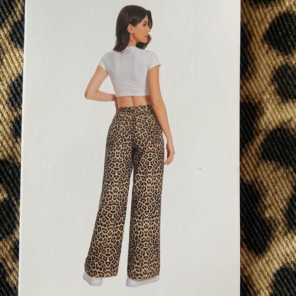 Telepatia Leopard Print Wide-Leg Pants, size 5/27. New with tags! Super cute! - Picture 5 of 14